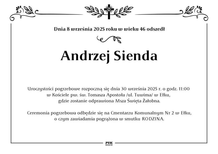 Andrzej Sienda - nekrolog